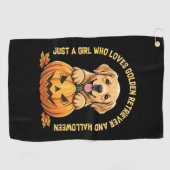 Een meisje dat dol is op Golden Retrievers Golfhanddoek (Horizontaal)