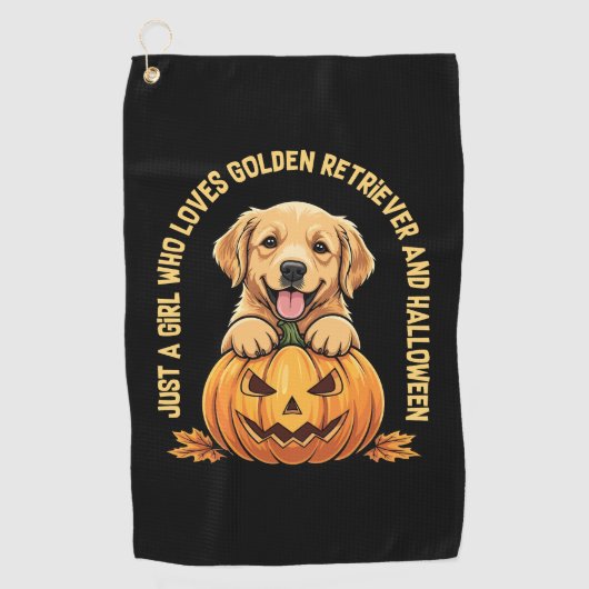Een meisje dat dol is op Golden Retrievers Golfhanddoek (Voorkant)