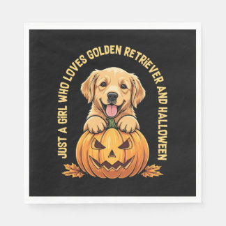 Een meisje dat dol is op Golden Retrievers Servet