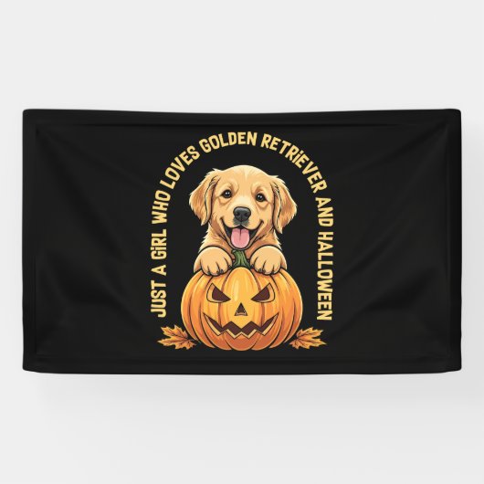 Een meisje dat dol is op Golden Retrievers Spandoek (Horizontaal)