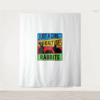 Een meisje dat echt van konijnen houdt wandkleed