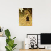 Een meisje dat Hay oogst, 19e eeuw Poster (Thuiskantoor)