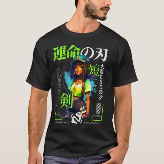 Een meisje dat houdt van Anime Black Girl Game Lov T-shirt (Voorkant)
