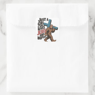 Een meisje dat houdt van Jezus en Bigfoot Sasquatc Vierkante Sticker