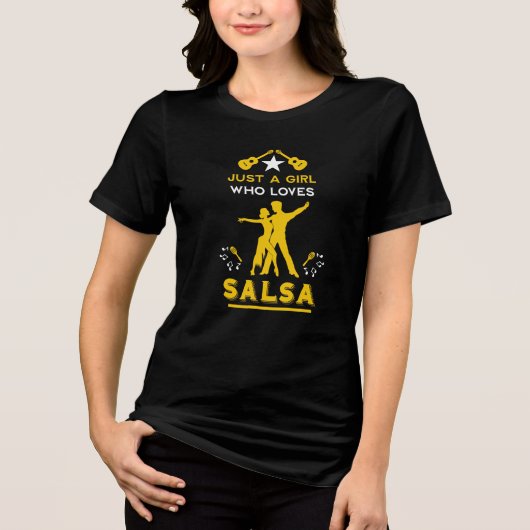 Een meisje dat houdt van salsa dansen Tri-Blend shirt (Voorkant)