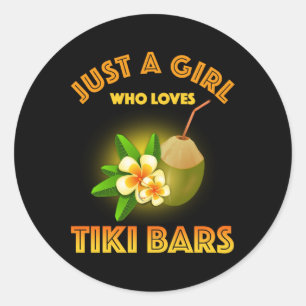 Een meisje dat houdt van Tiki Bars Ronde Sticker