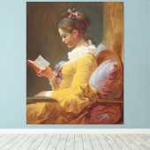 Een meisje dat leest, de lezer van J. Fragonard Canvas Afdruk (Insitu (Houten vloer))
