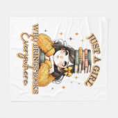 Een meisje dat overal boeken meeneemt fleece deken (Voorkant (Horizontaal))