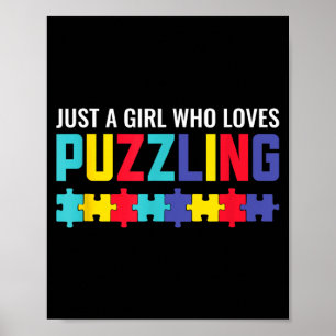 Een meisje dat puzzel puzzel horror leuk vindt poster