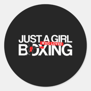 Een meisje dat van boxing houdt ronde sticker