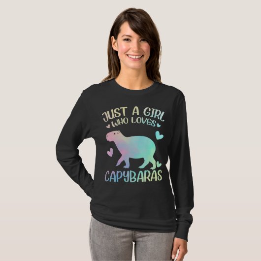 Een meisje dat van Capybaras houdt T-shirt (Voorkant volledig)