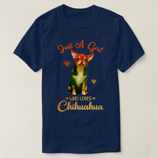 Een meisje dat van Chihuahua Funny Dog houdt T-shirt (Design voorkant)