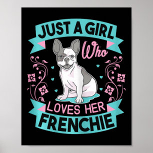 Een meisje dat van haar Franse buldog houdt Poster