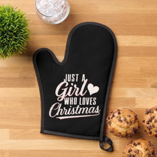 Een meisje dat van kerst houdt ovenwant (Top down)