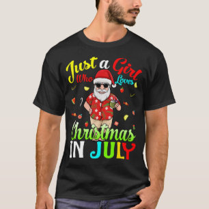 Een meisje dat van Kerstmis houdt in juli Hawaiian T-shirt