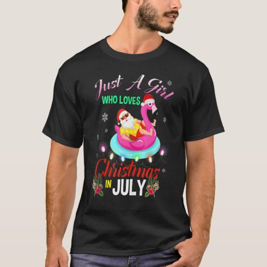 Een meisje dat van Kerstmis houdt in juli Sata Fla T-shirt (Voorkant)