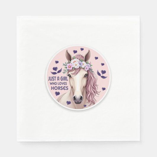 Een meisje dat van paarden houdt (2) servet (Voorkant)