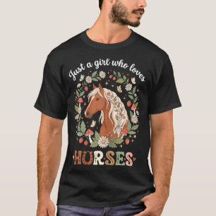 Een meisje dat van paarden houdt schattig bloemig t-shirt