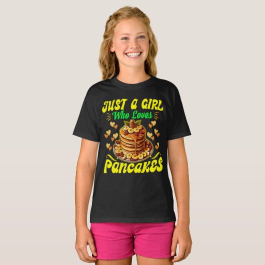 Een meisje dat van pannenkoeken houdt t-shirt (Voorkant volledig)