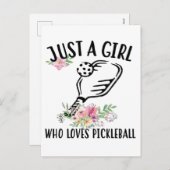 Een meisje dat van Pickleball houdt Feestdagenkaart (Voorkant / Achterkant)