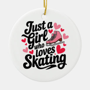 Een meisje dat van schaatsen houdt keramisch ornament