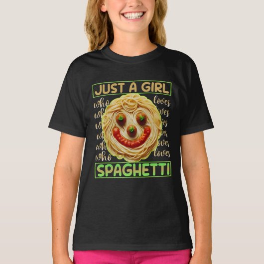 Een meisje dat van spaghetti houdt t-shirt (Voorkant)