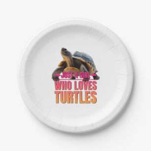 Een meisje dat van Turtles houdt Papieren Bordje