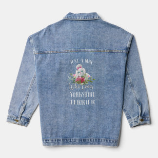 Een meisje dat van Yorkshire Terrier houdt Denim Jacket