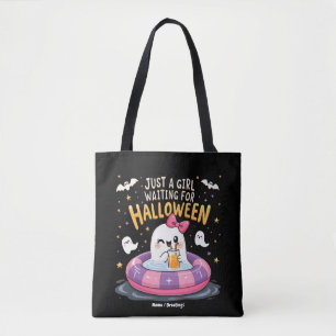 Een meisje dat wacht op Halloween Spooky Summer Draagtas