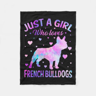 Een meisje die houdt van Franse bulldogs hond leuk Fleece Deken