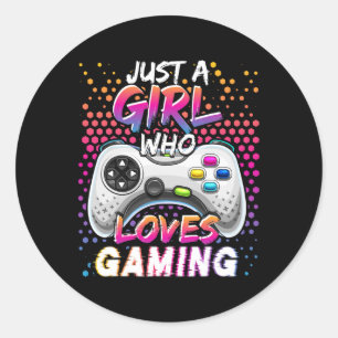 Een meisje die houdt van gaming video game verjaar ronde sticker