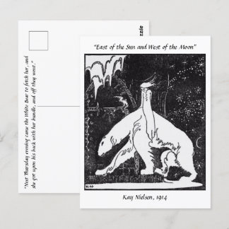 Een meisje en een beer  sprookjesillustratie briefkaart