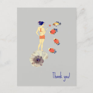 Een meisje en een vis briefkaart