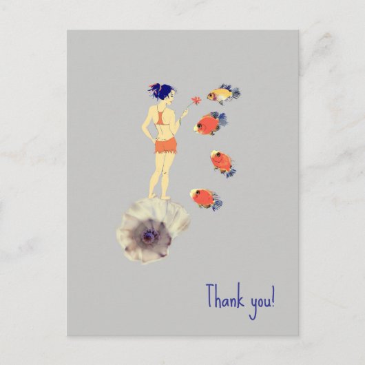 Een meisje en een vis briefkaart (Voorkant)