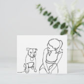 Een meisje en haar hond briefkaart (Staand voorkant)