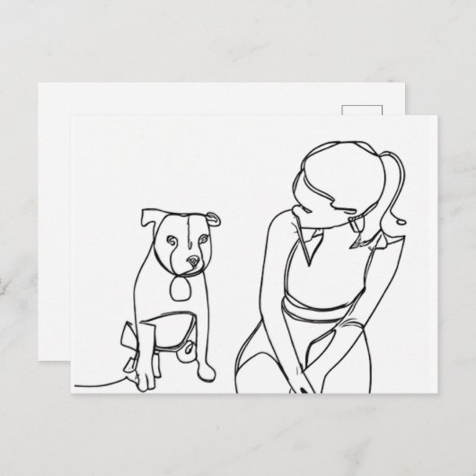 Een meisje en haar hond briefkaart (Voorkant / Achterkant)