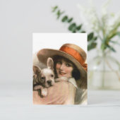 Een meisje en haar hond briefkaart (Staand voorkant)