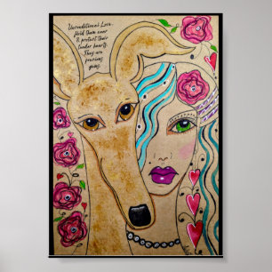 Een meisje en haar hond poster