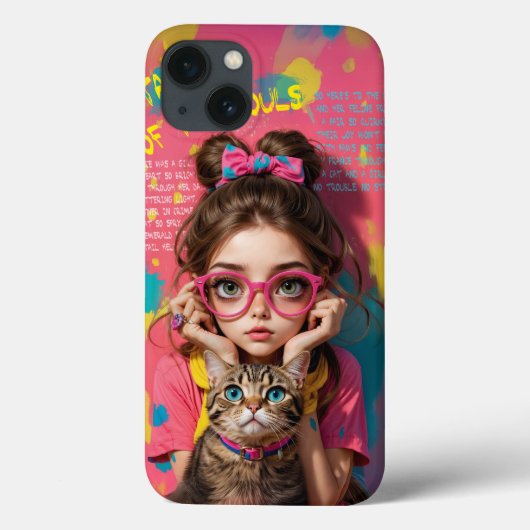 Een meisje en haar kat - Schattigee anime illustra Case-Mate iPhone Case (Achterkant)