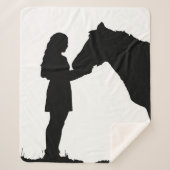 Een meisje en haar paardenliefde Silhouette Art Sherpa Deken (Voorkant)