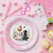 Een meisje en haar puppy | Het is een meisje Papieren Bordje (Feest)