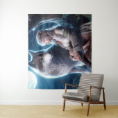 Een meisje en haar wolf wandkleed (In situ)