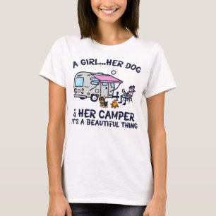 Een meisje.. haar hond en haar Camper.. Het is pra T-shirt
