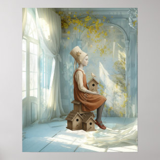 Een Meisje & Haar Vogelnestjes | Surreal Sprookjes Poster