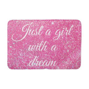 EEN MEISJE MET EEN DREAM Hot Pink Glitter Badmat