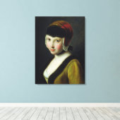 Een meisje met een zwart masker canvas afdruk (Insitu (Houten vloer))