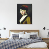 Een meisje met een zwart masker canvas afdruk (Insitu (Slaapkamer))