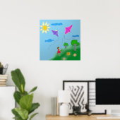 Een meisje met Kites Poster (Thuiskantoor)
