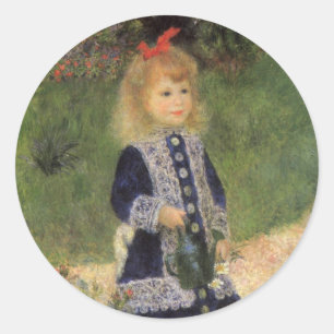 Een meisje met watering kan van Pierre Renoir Ronde Sticker