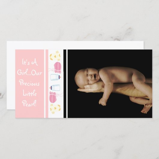 Een meisje... Onze edele kleine pareltje Aankondiging (Voorkant / Achterkant)